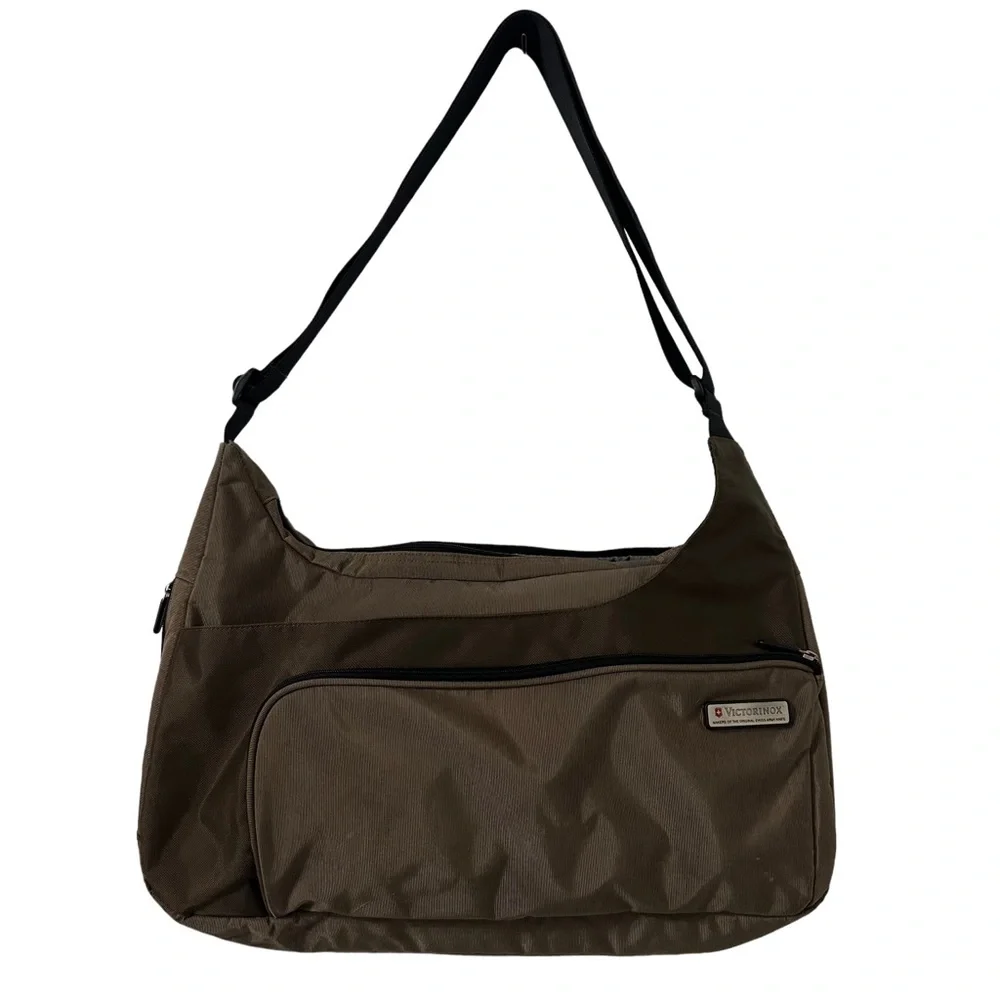 Victorinox Messenger Bag Mens‎ Brown Nylon Adjustable Strap Travel Work